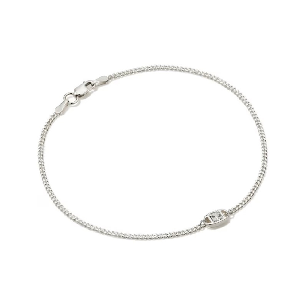 Kendra Scott Delaney Sterling Silver Curb Chain Bracelet in White Sapphire